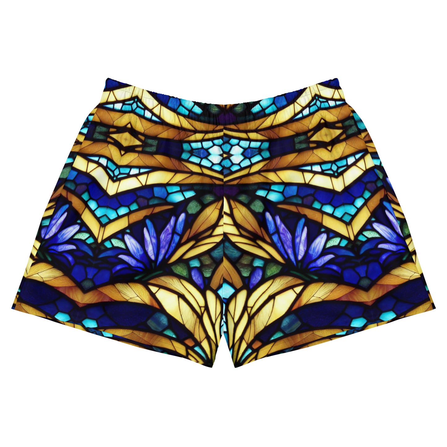 Blue and Gold Sea Glass Short Board Shorts (Kaleidoscope)