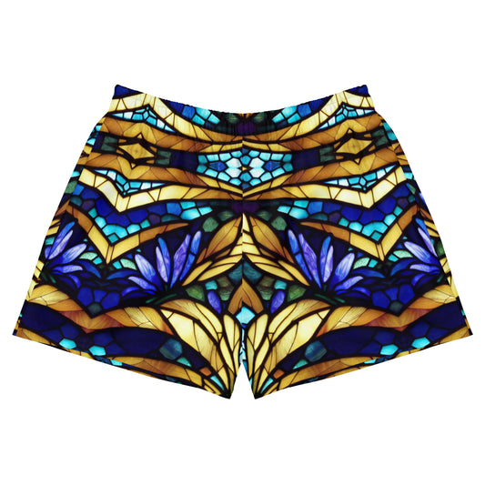 Blue and Gold Sea Glass Short Board Shorts (Kaleidoscope)