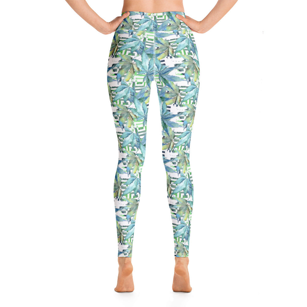 Blue Cannabis Print Leggings (XS-XL)