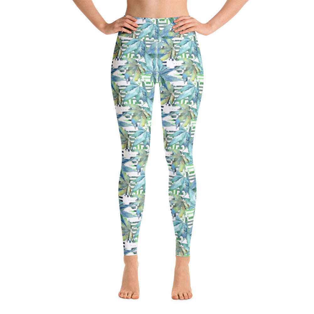 Blue Cannabis Print Leggings (XS-XL)