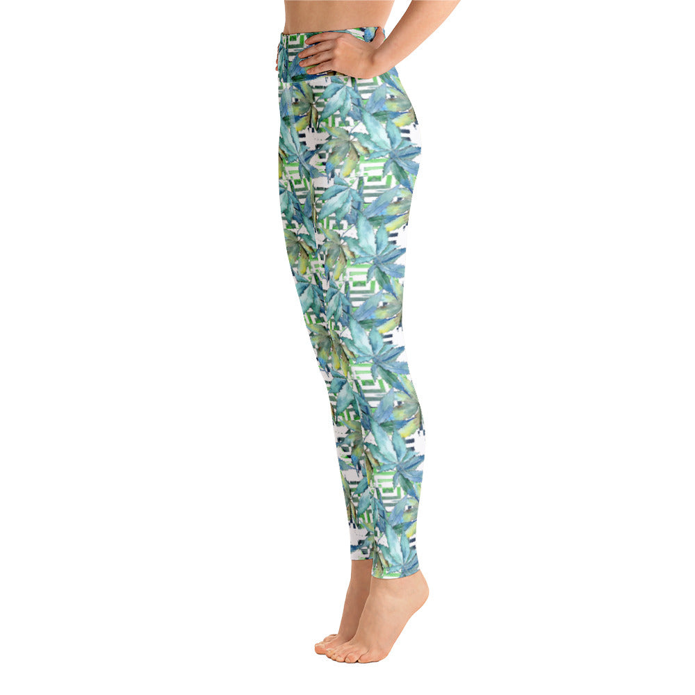 Blue Cannabis Print Leggings (XS-XL)