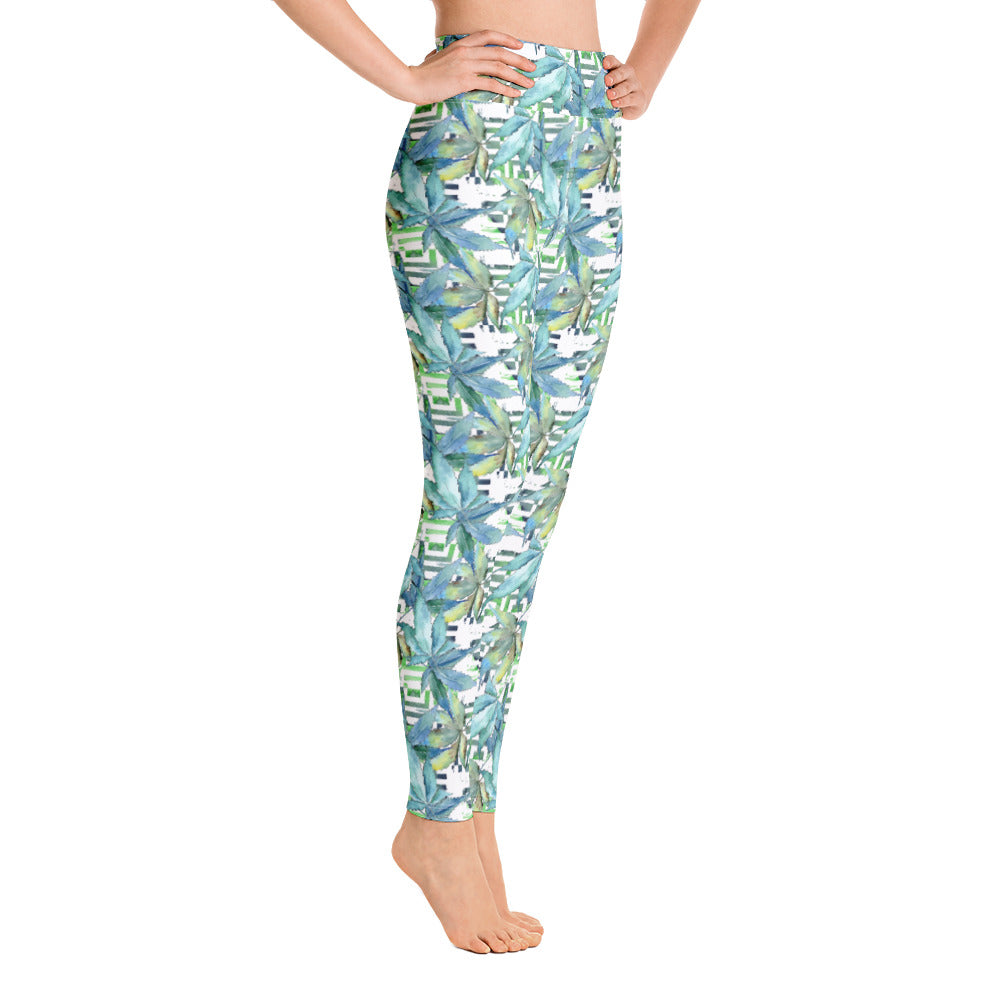 Blue Cannabis Print Leggings (XS-XL)