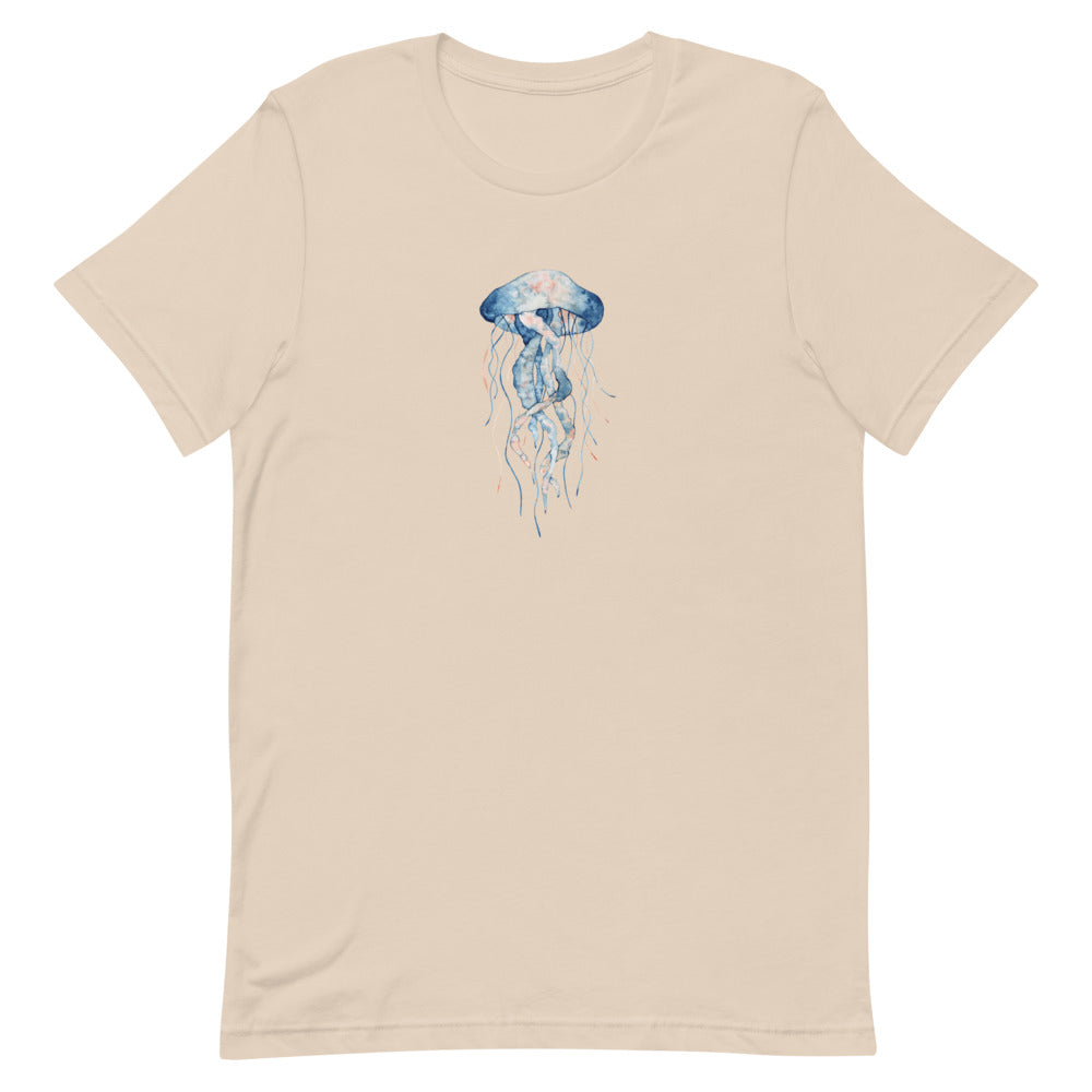 Sea Life - Jellyfish Print Short Sleeve T-Shirt (Sand)