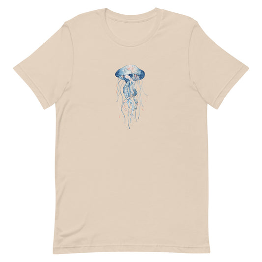 Sea Life - Jellyfish Print Short Sleeve T-Shirt (Sand)