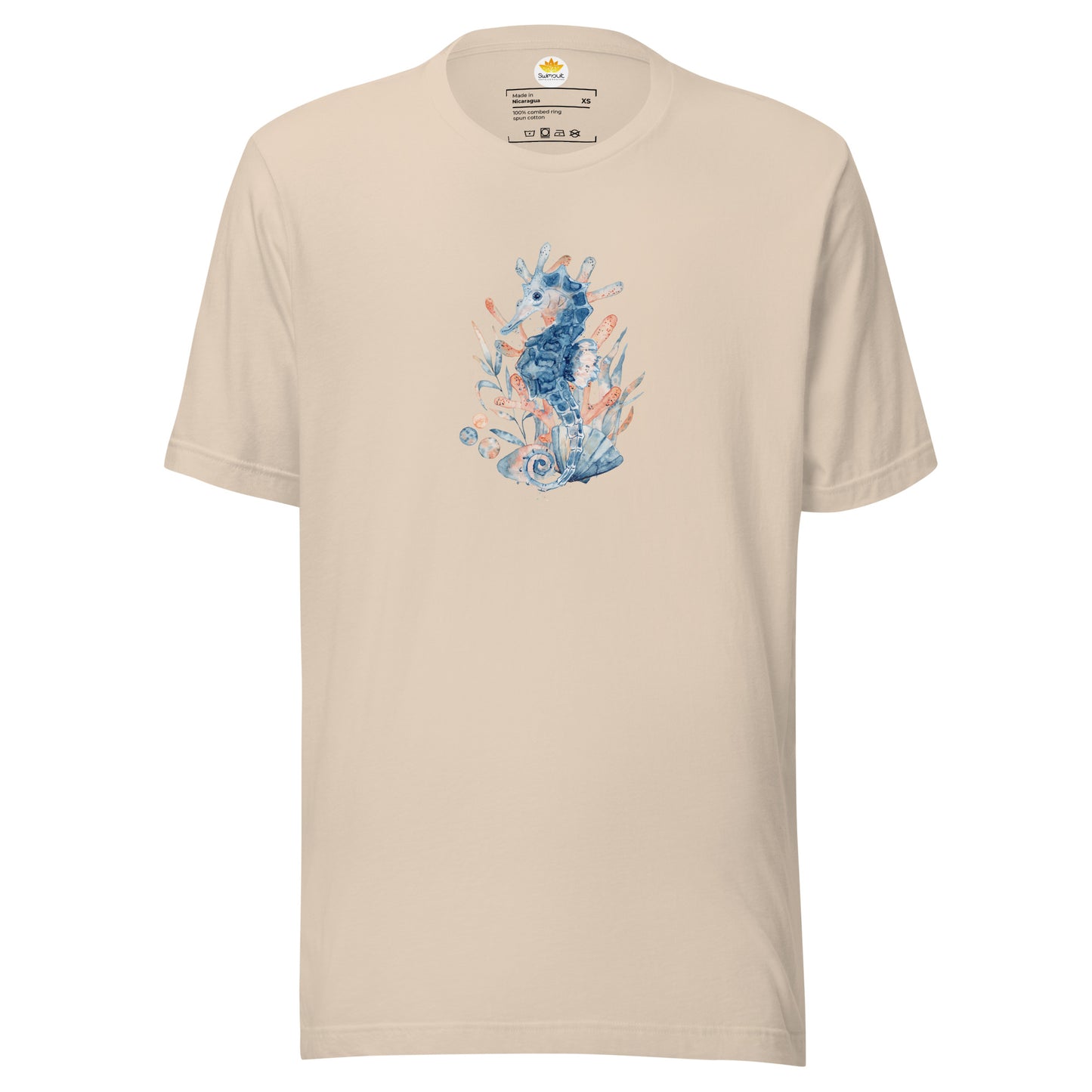 Sea Life - Seahorse Print Short Sleeve T-Shirt (Sand)