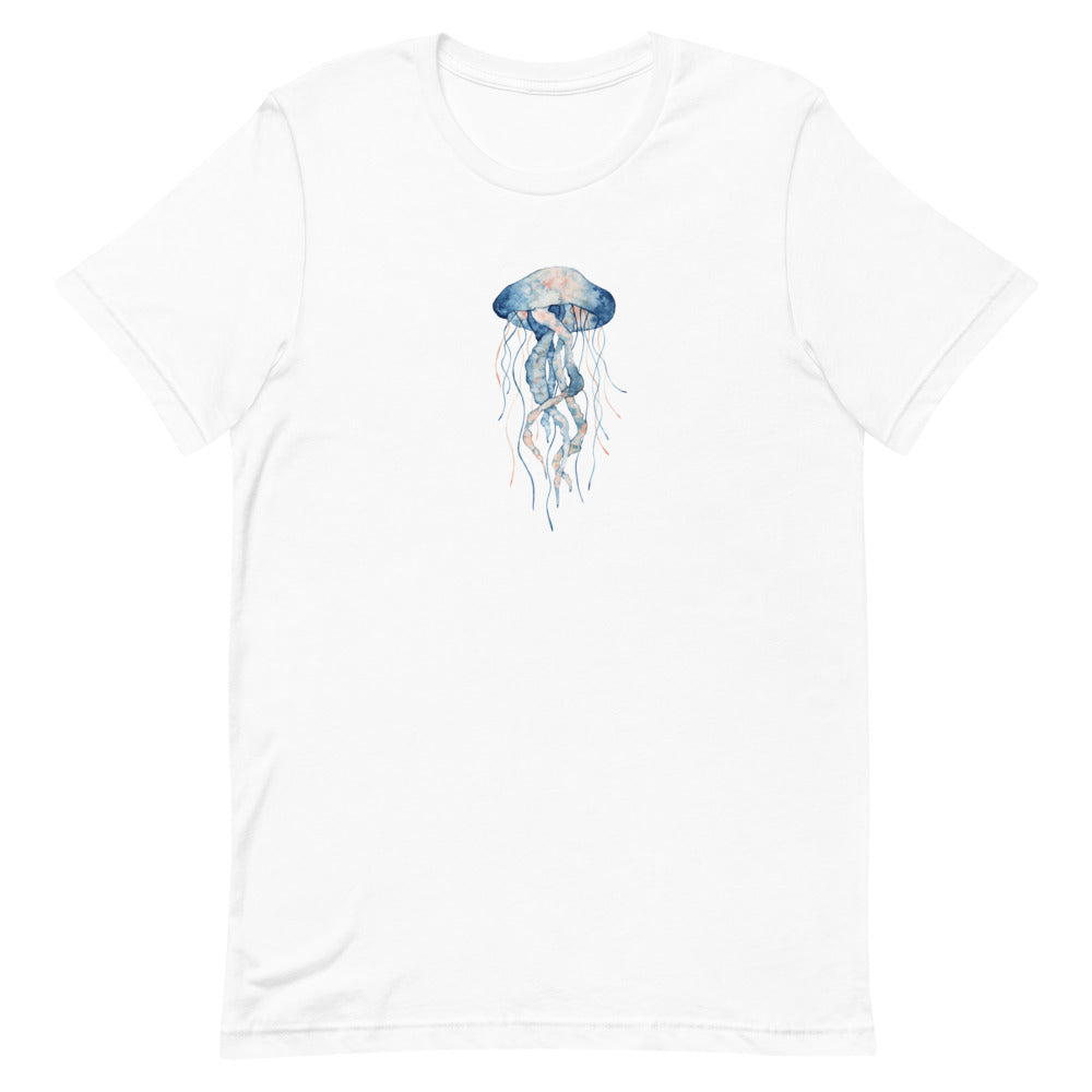 Sea Life - Jellyfish Print Short Sleeve T-Shirt (White)